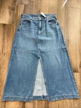 GAP Blue Denim Icon Maxi Skirt with Front Slit